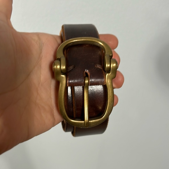 Banana Republic Women’s Italian Leather Brass Buckle Western Belt size 34 - Picture 2 of 16